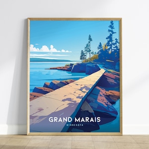 Grand Marais, Minnesota Poster - Artist&#39;s Point Landscape Framed/Unframed, Perfect for Nature Lovers and Travel Enthusiasts, MN Airbnb Decor