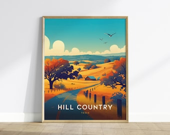 Impresión artística enmarcada de Austin, Texas Hill Country: Póster con paisaje escénico