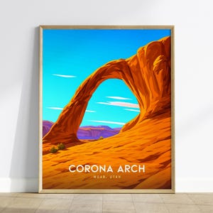 Corona Arch Moab Poster – Utah Desert Wall Art Print, Framed or Unframed, Southwest Landscape Decor, Hiking Gift for National Park Fans