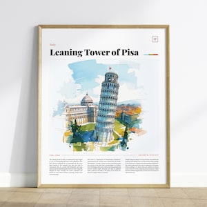 Leaning Tower of Pisa Framed Travel Poster, Italy Travel Poster, Architecture Series, Leaning Tower of Pisa Travel Art, Italy Travel Gift