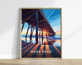 Nags Head Pier Print: North Carolina Coastal Wall Art, Framed or Unframed