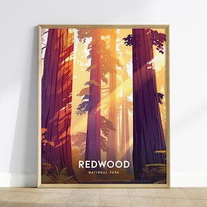 Redwood National Park Poster: California Redwoods Wall Art Print, Available Framed or Unframed