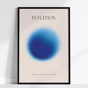 Aura Poster: Blue Gradient Wall Art, Minimalist Abstract Print, Meditation Room Decor, Mindfulness Gift, Spiritual Art, Framed or Unframed