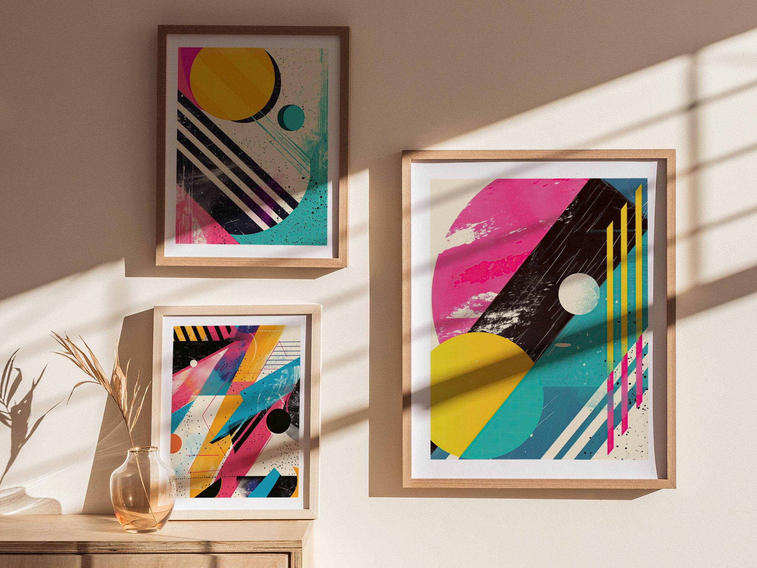 80s Abstract Geometric Framed Poster: Retro Modern Wall Art - Etsy