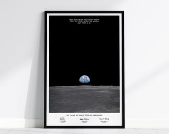 Earthrise Poster Apollo 11 | NASA Moon Landing Space Art 1969 Print