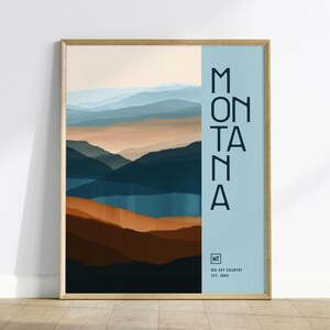 Montana, the Big Sky State Poster - Abstract Mountain Inspired Art ...