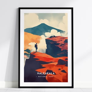 Haleakala National Park Poster: Minimalist Maui Volcano Art