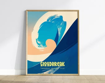 Cloudbreak Wave Poster: Tavarua Island, Fiji Surf Art