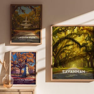 Savannah Georgia Print: Southern Oak Trees & Spanish Moss Art image 2
