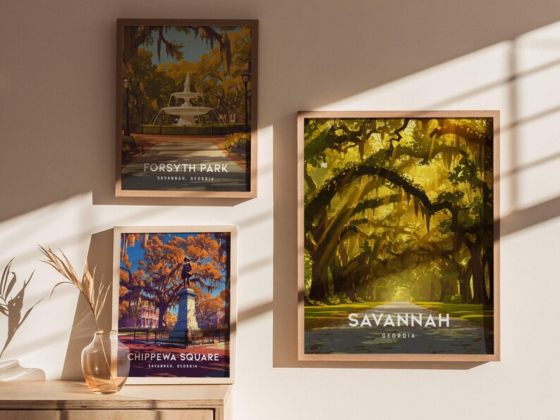 Savannah Georgia Print: Southern Oak Trees & Spanish Moss Art image 2