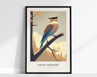 Cedar Waxwing Art Print: Elegant Bird Illustration, Nature Decor