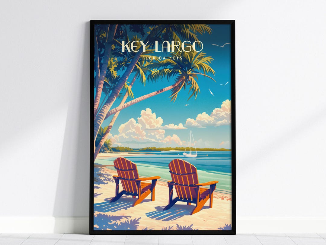 Key Largo Florida Keys Travel Print: Tropical Beach House Decor