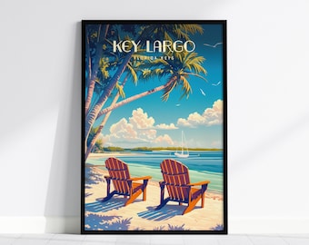 Key Largo Florida Keys Travel Print: Tropical Beach House Decor, Framed or Unframed