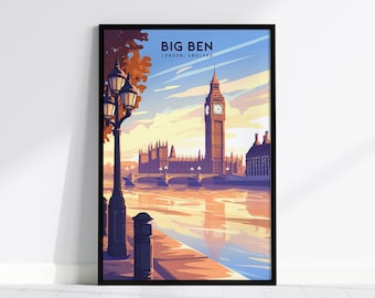 Big Ben London-print: vintage reisposter, Westminster Wall Art