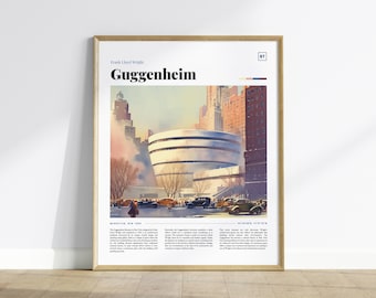 Guggenheim Museum Print: Frank Lloyd Wright Architecture, New York Travel Poster