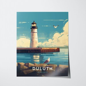 Duluth Lighthouse Poster: Minnesota Lake Superior Wall Art, Framed or Unframed image 2