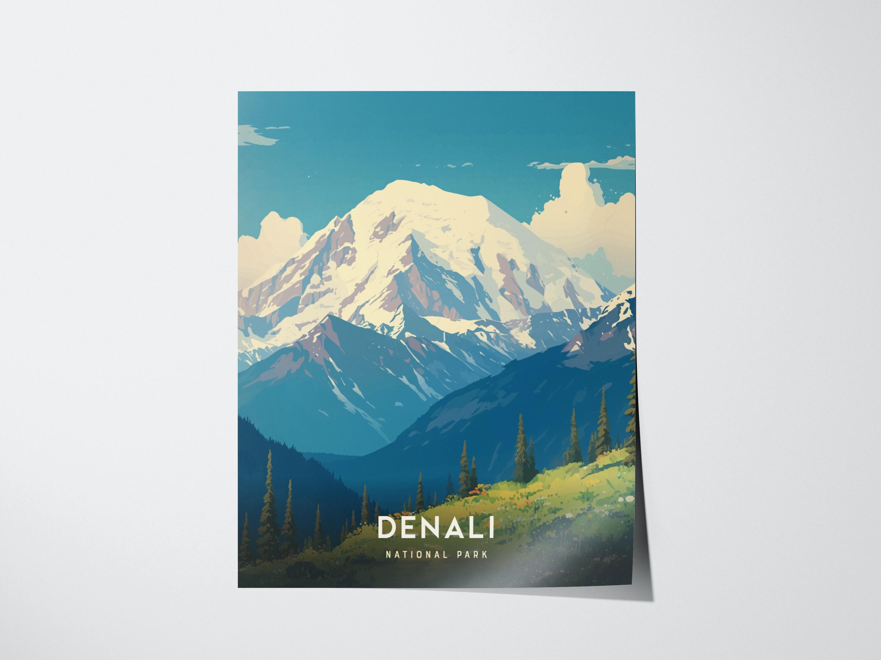 Denali National Park Poster: Alaska Mountain Art, Vintage Travel