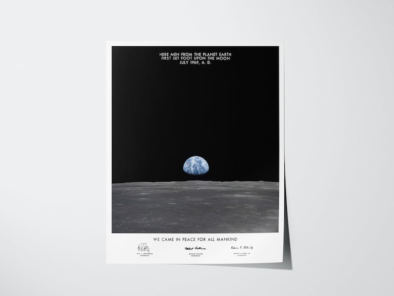 Earthrise Poster Apollo 11 | NASA Moon Landing Space Art 1969 Print - Etsy