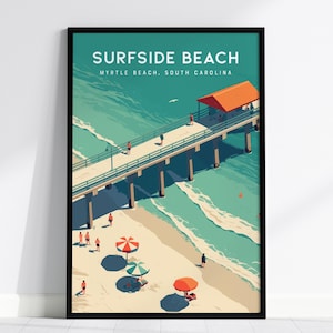Surfside Beach Pier Print: Myrtle Beach Coastal Wall Art, Available Framed or Unframed