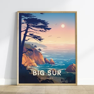 Big Sur Reisedruck, Kalifornien Big Sur Reiseplakat, Reise Wandkunst, Big Sur Kunstwerk, Kalifornien Reise Geschenk Wanddekor, Airbnb-Dekor