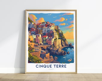 Cinque Terre Italien Reiseposter: Küstendorf Kunstdruck