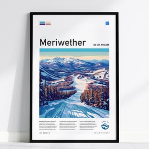 Meriwether Ski Run Poster: Big Sky Resort, Montana - Framed Mountain Art