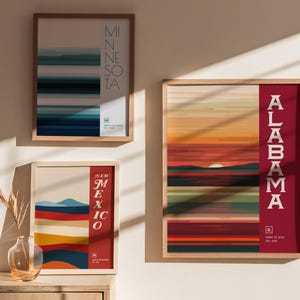Impresión de arte abstracto de Alabama: póster minimalista en tonos castaños imagen 4