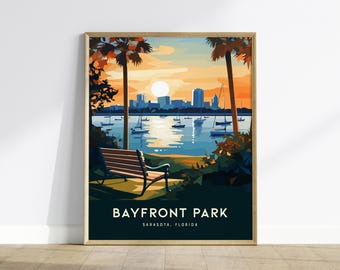 Póster de Bayfront Park Sarasota: Arte de veleros de la Costa del Golfo de Florida