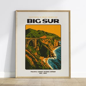 Vintage Big Sur-reisposter: kunstafdruk kust van Californië afbeelding 2