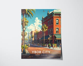 Ybor City Tampa Print: Florida Reiseposter im Vintage-Stil (Digitaler Download)