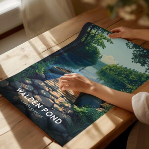 Poster Walden Pond Massachusetts: op Thoreau geïnspireerde muurkunst uit New England afbeelding 5