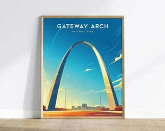 Póster del Parque Nacional Gateway Arch: Arte emblemático de San Luis, Misuri