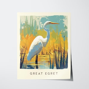 Great Egret Digital Download – Printable Florida Bird Wall Art for Wildlife Decor, Coastal Homes, Nature Nurseries, or Bird Home Decor