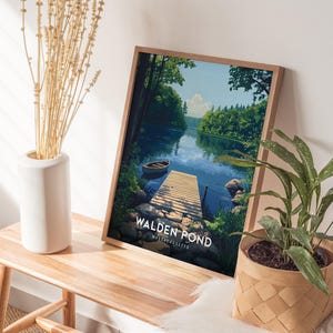 Poster Walden Pond Massachusetts: op Thoreau geïnspireerde muurkunst uit New England afbeelding 6