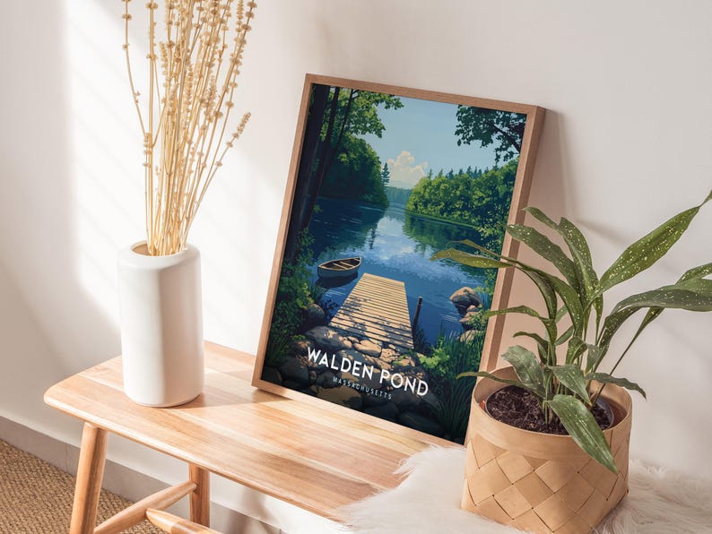 Poster Walden Pond Massachusetts: op Thoreau geïnspireerde muurkunst uit New England afbeelding 6