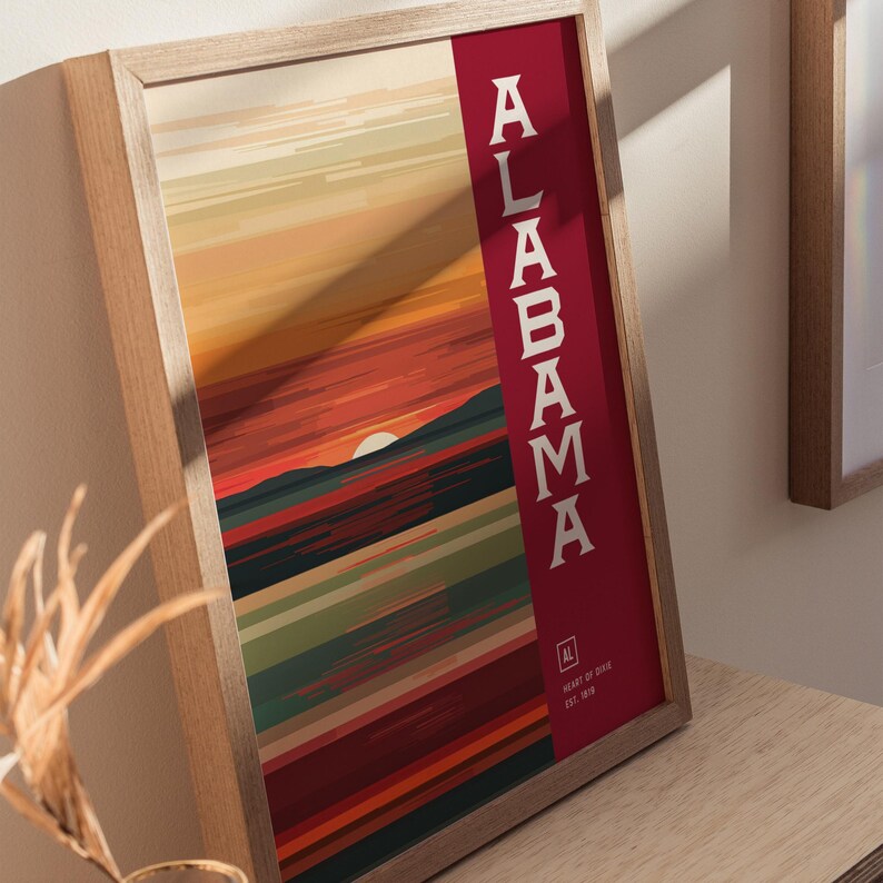 Impresión de arte abstracto de Alabama: póster minimalista en tonos castaños imagen 7