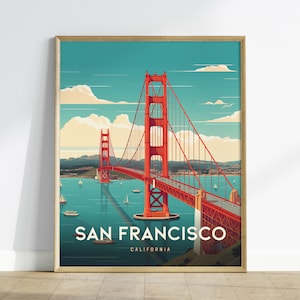 San Francisco Travel Print, San Francisco Travel Poster Print, California Golden Gate Bridge Wall Art, Travel Wall Decor - Home Airbnb Decor