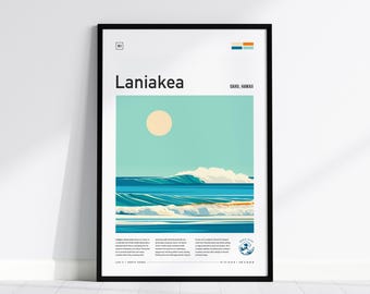 Laniakea Surf Spot Poster: North Shore Hawaii Surfer Wall Art, Framed or Unframed