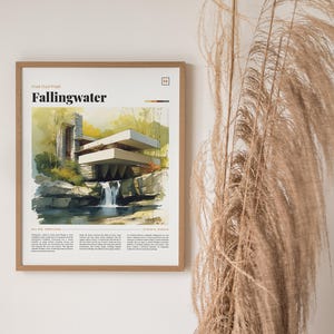 Fallingwater Print: Frank Lloyd Wright Architecture, Mid-century Modern ...
