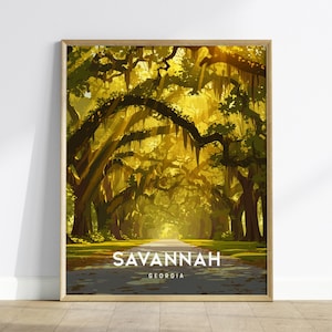 Savannah Georgia Print: Southern Oak Trees & Spanish Moss Art image 1
