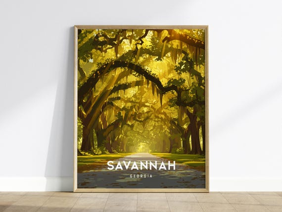 Savannah Georgia Print: Southern Oak Trees & Spanish Moss Art