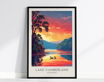 Lake Cumberland Kentucky Matte Border Poster, Travel Wall Art Print, Vacation Decor
