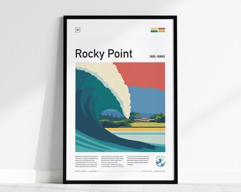 Rocky Point Surf Print: North Shore Oahu Vintage Travel Poster