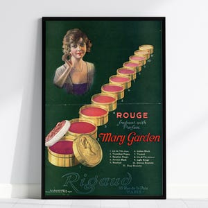 Vintage Mary Garden Rouge Ad: 1920s French Cosmetics Poster