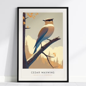 Cedar Waxwing Art Print: Elegant Bird Illustration, Nature Decor