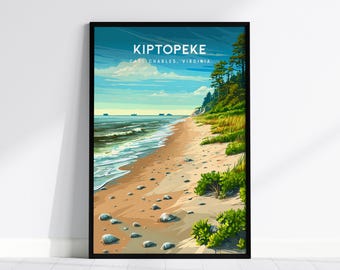 Kiptopeke Poster, Cape Charles Virginia Beach House Decor, Coastal Wall Art Framed or Unframed