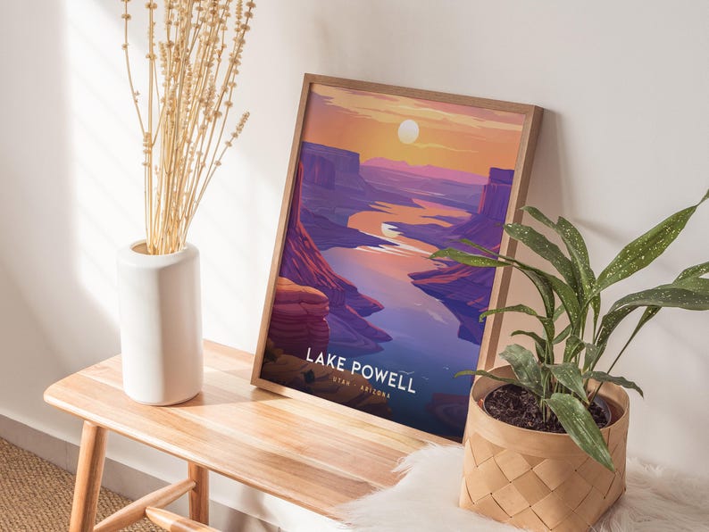 Lake Powell Sunset Poster: Utah Arizona Canyon Landscape Wall Art Print, Framed or Unframed image 6