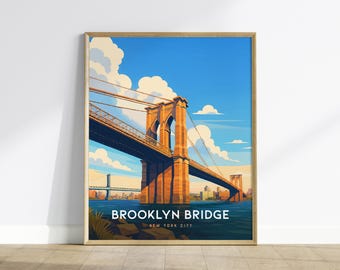 Brooklyn Bridge Poster | NYC Landmark Art New York City Travel Vintage