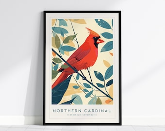 Cardinal Poster | Northern Cardinal Bird Art Red Bird Nature Print