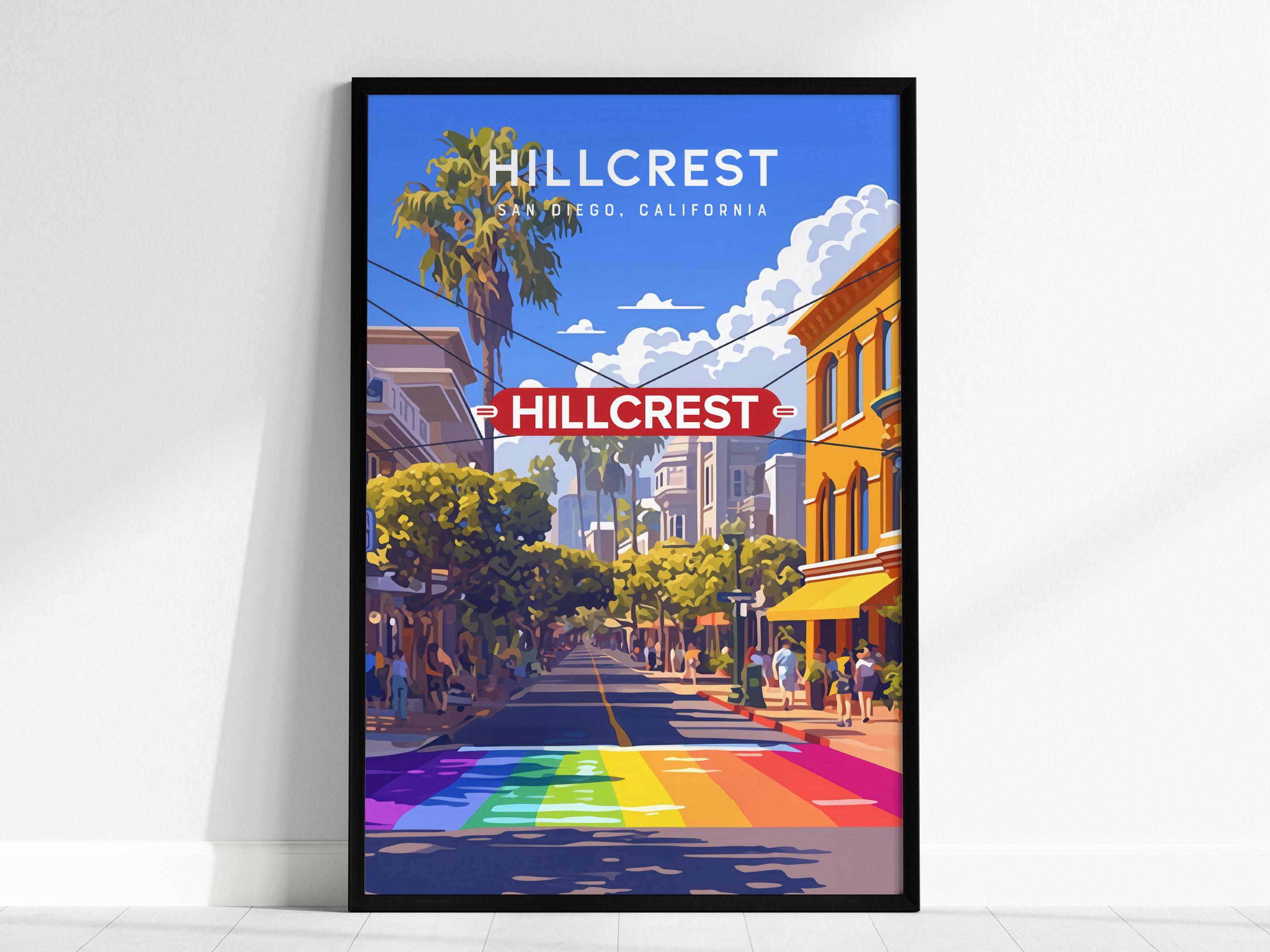 アート902　「浜辺(サンフランシスコ)」　チェコのリトグラフ Hillcrest San Diego Framed Poster: LGBTQ Pride Rainbow Crosswalk